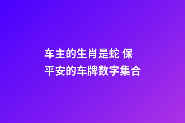 车主的生肖是蛇 保平安的车牌数字集合